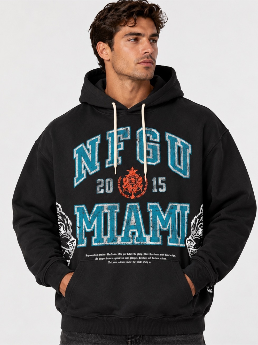 Darc Sport Miami Wolves Vintage Bishop Hoodie Black men’s Large NFGU Graphic